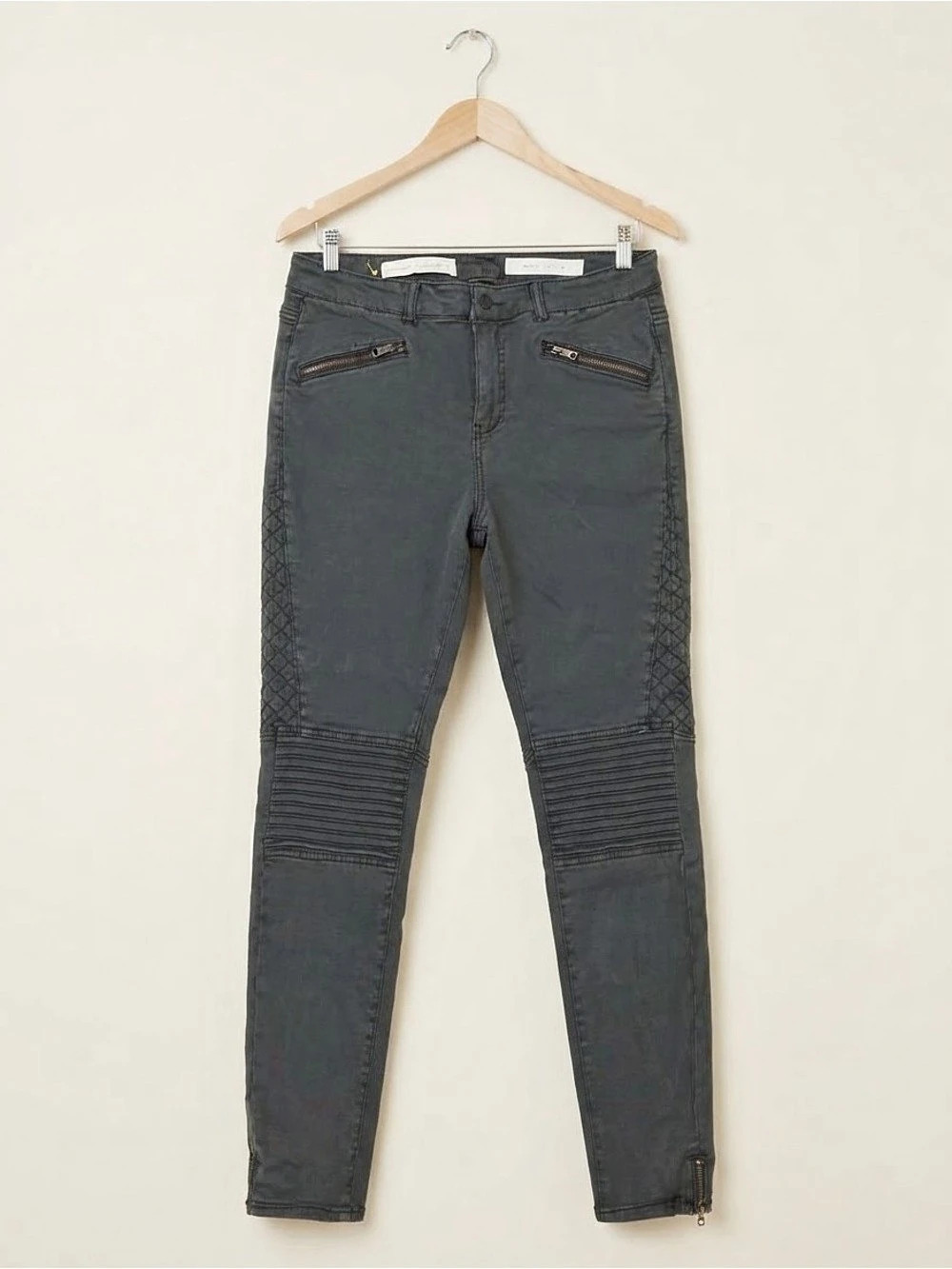 Pilcro and the Letterpress Serif Moto Skinny Jeans Gray